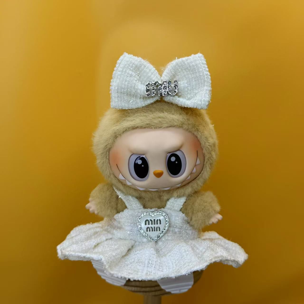 Labubu Outfit – “Miu Mood Minis: Couture Dress Edition” (Pink Diamond, Noir Crystal, or Snowflake | Fits 17cm Labubu Macron / Have a Seat / Big into Energy)