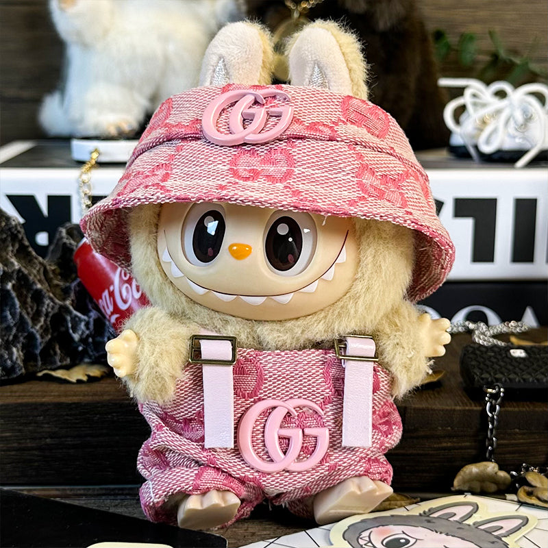 Labubu Outfit – “GG Monogram Bucket Set” (Fits 17cm Labubu Macaron / Have a Seat / Big into Energy)