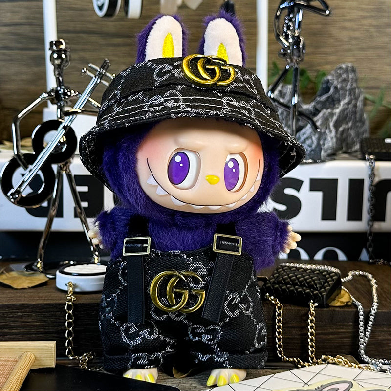Labubu Outfit – “GG Monogram Bucket Set” (Fits 17cm Labubu Macaron / Have a Seat / Big into Energy)
