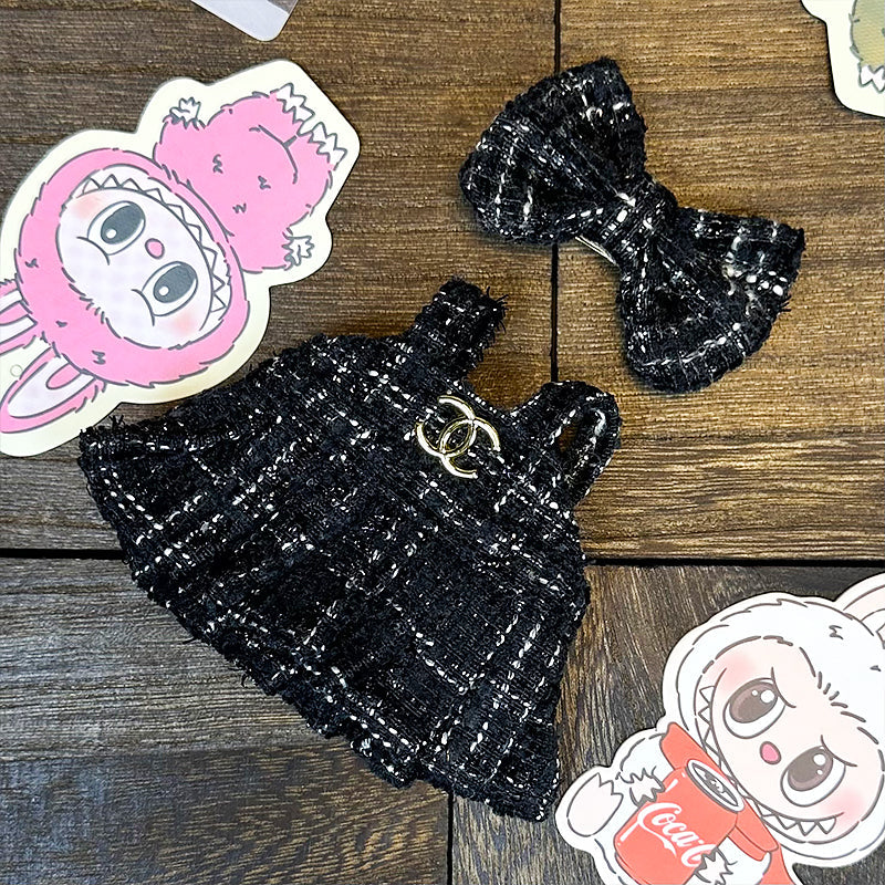 Labubu Outfit – “Chanel Noir Tweed Set” (Fits 17cm Labubu Macaron / Have a Seat / Big into Energy)