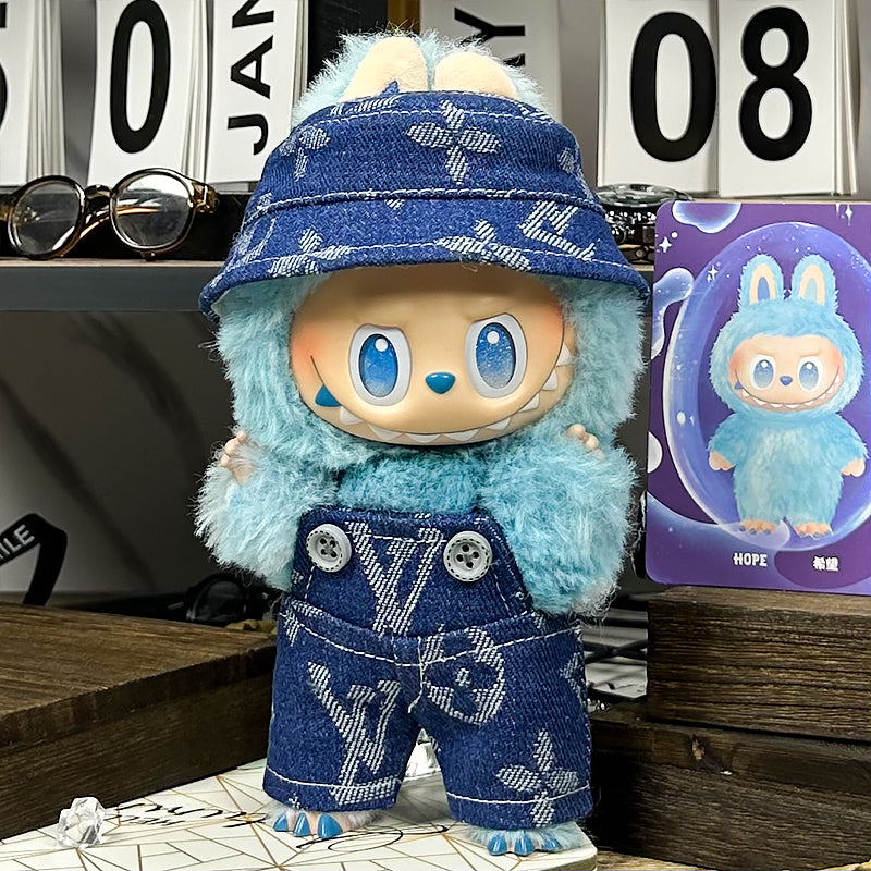 Labubu Outfit – “Vintage LV Denim” (Fits 17cm Labubu Macaron / Have a Seat / Big into Energy)