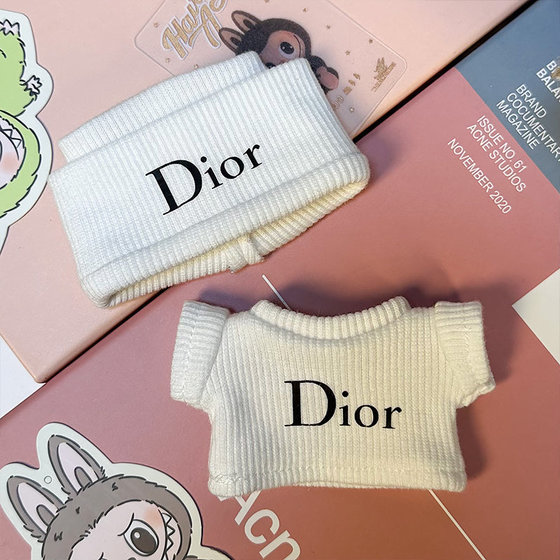 Labubu Outfit – “Dior Blanc Monogram Knit Set” (Fits 17cm Labubu Macron / Have a Seat / Big into Energy)