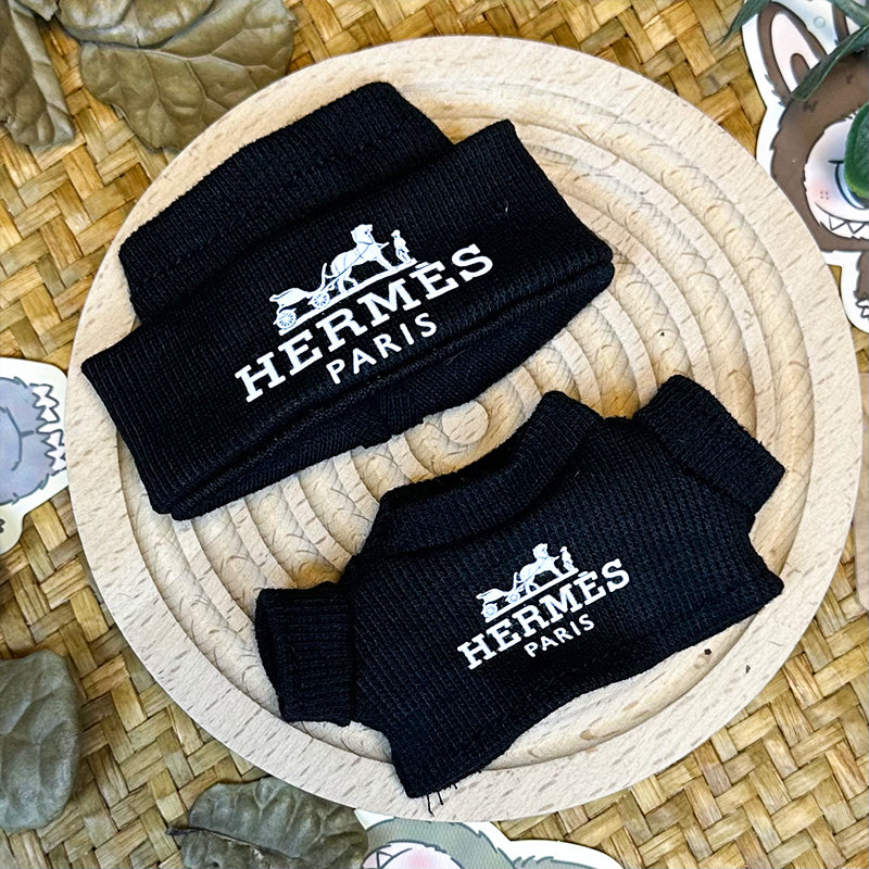 Labubu Outfit – “Hermès Cozy Knit Set” in Noir, Orange, or Rose (Fits 17cm Labubu Macron / Have a Seat / Big into Energy)