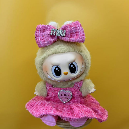 Labubu Outfit – “Miu Mood Minis: Couture Dress Edition” (Pink Diamond, Noir Crystal, or Snowflake | Fits 17cm Labubu Macron / Have a Seat / Big into Energy)