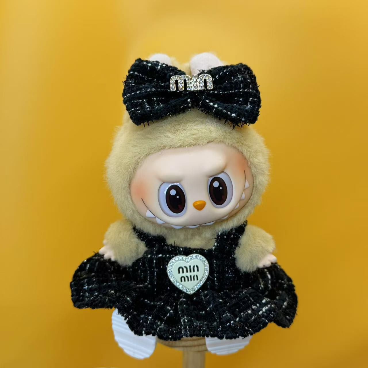 Labubu Outfit – “Miu Mood Minis: Couture Dress Edition” (Pink Diamond, Noir Crystal, or Snowflake | Fits 17cm Labubu Macron / Have a Seat / Big into Energy)