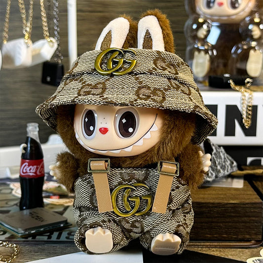 Labubu Outfit – “GG Monogram Bucket Set” (Fits 17cm Labubu Macaron / Have a Seat / Big into Energy)
