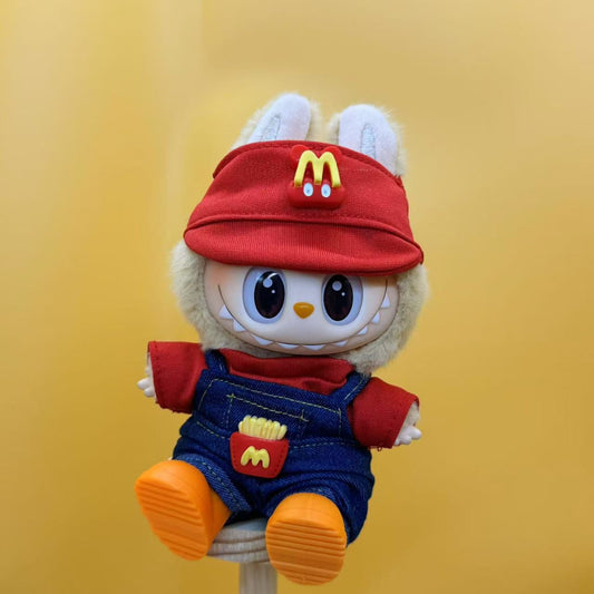 Labubu Outfit – McDonald’s-Inspired “McChic Minis” Fry Cook Overalls & Sweet Serve Dress (Fits 17cm Labubu Macron / Have a Seat / Big into Energy)