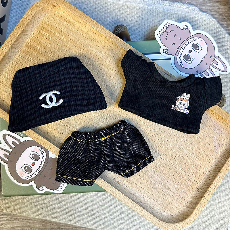 Labubu Outfit – “Chanel Street Set: Noir Denim Edition” (Fits 17cm Labubu Macron / Have a Seat / Big into Energy)