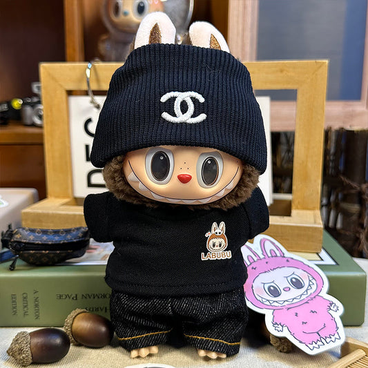 Labubu Outfit – “Chanel Street Set: Noir Denim Edition” (Fits 17cm Labubu Macron / Have a Seat / Big into Energy)