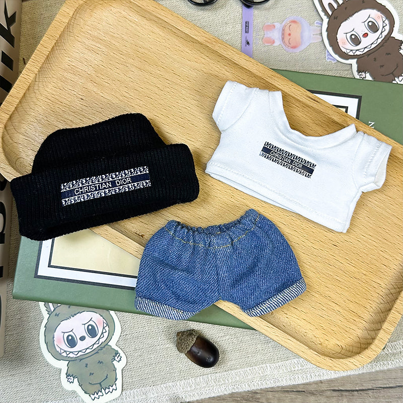 Labubu Outfit – “Dior Monogram Label Set: Black & White Edition” (Fits 17cm Labubu Macron / Have a Seat / Big into Energy)